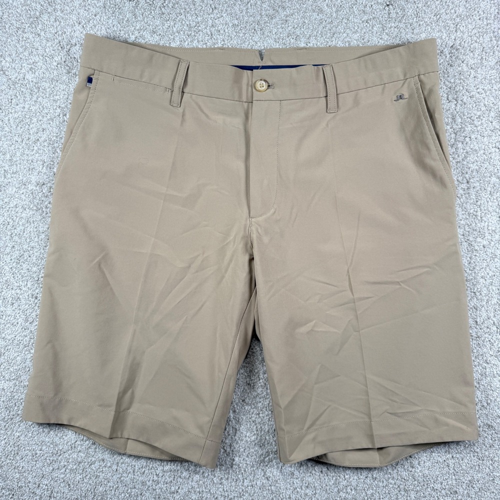 J.Lindeberg Golf Shorts Mens 34‎ Tan Khaki Performance Flat Front Technical